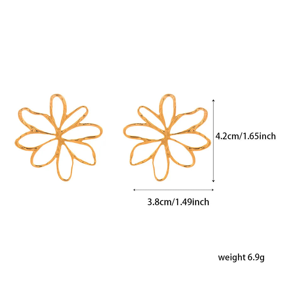 Titanium Steel Flower Stud Earrings for Women ER139–G