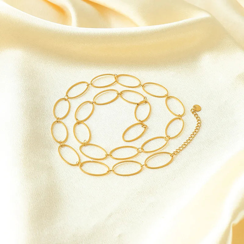 18K Gold PVD Stainless Steel Oval Necklace