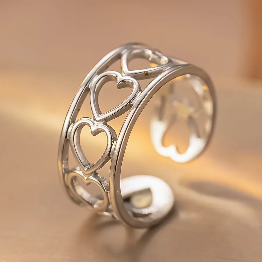 Geometric Titanium Steel Couple Ring K200 Steel Color Ring Open