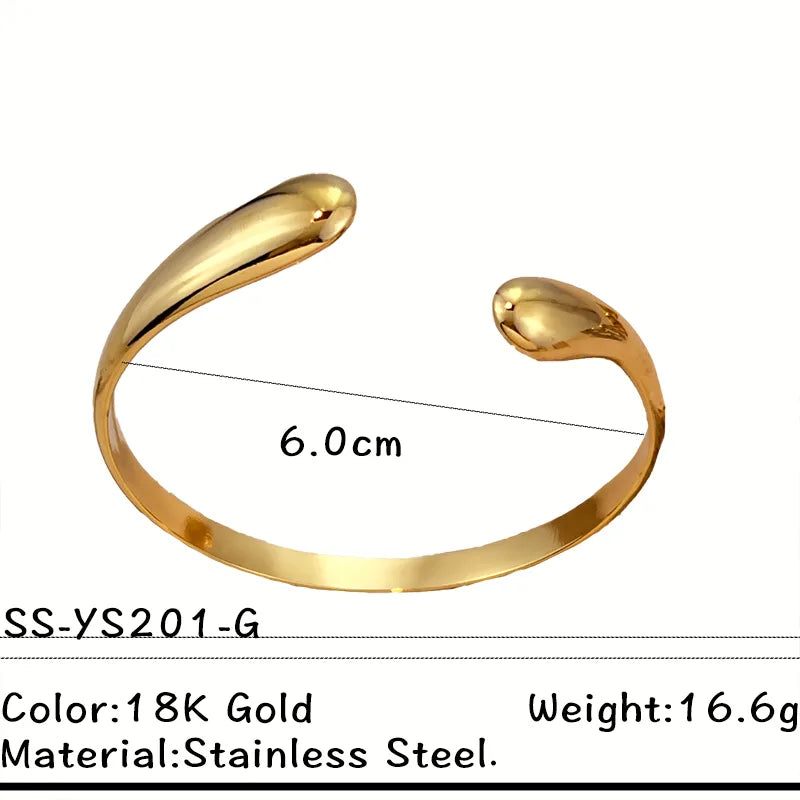 Gold Stainless Steel Wave Bracelet for Women