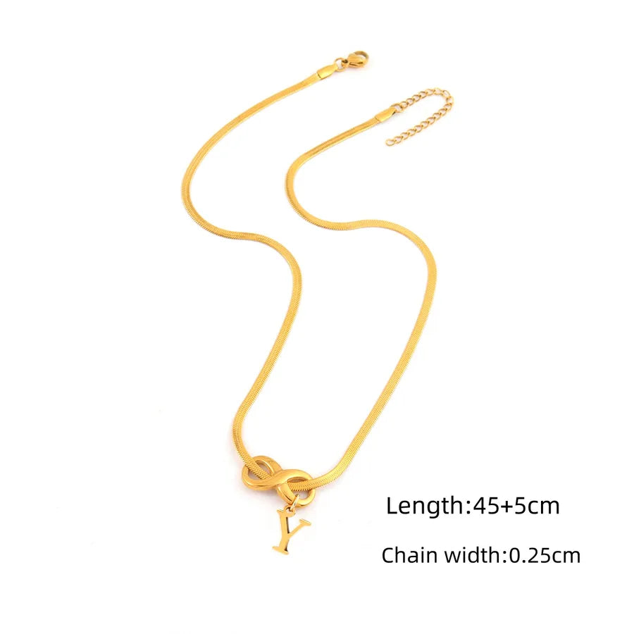 18K Gold Plated Infinity Letter Pendant Necklace Gold Y