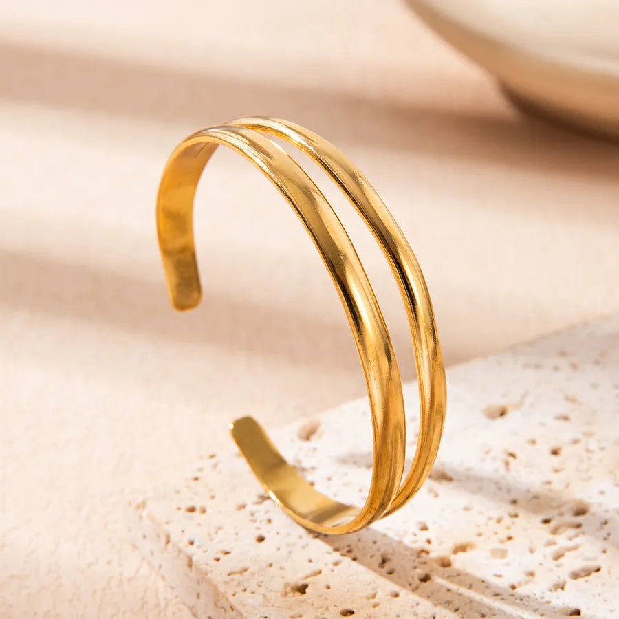 18K Gold Snake Bangle Bracelet for Women Double Line Bracelet