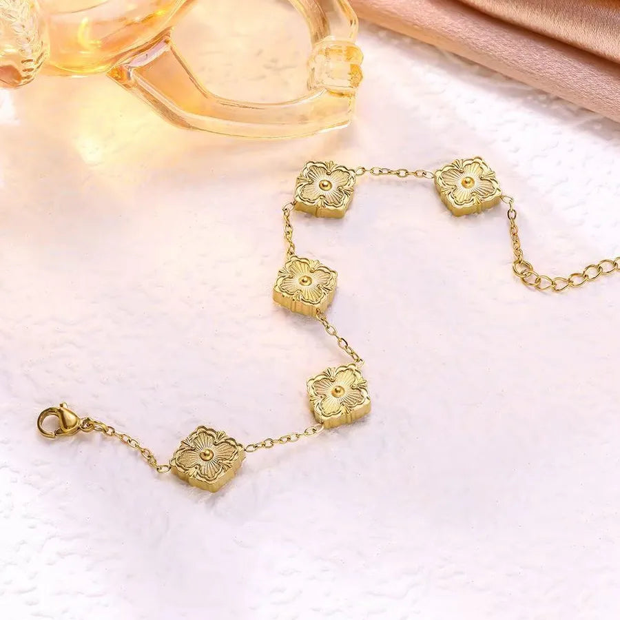 Gold Plated Rhombus Stainless Steel Bracelet