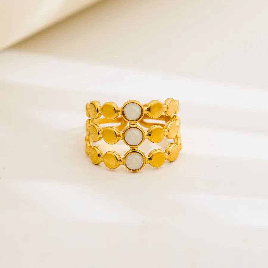 Unisex Gold-Plated Enamel Open Ring 137