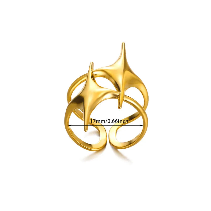 Heart & Star Open Ring – 18K Gold Stainless Steel Average Size 4