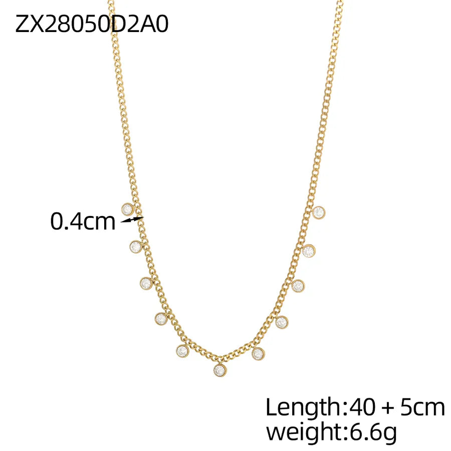 Minimalist Gold Titanium Steel Chain Necklace One Size ZX28050D2A0 9*9*1