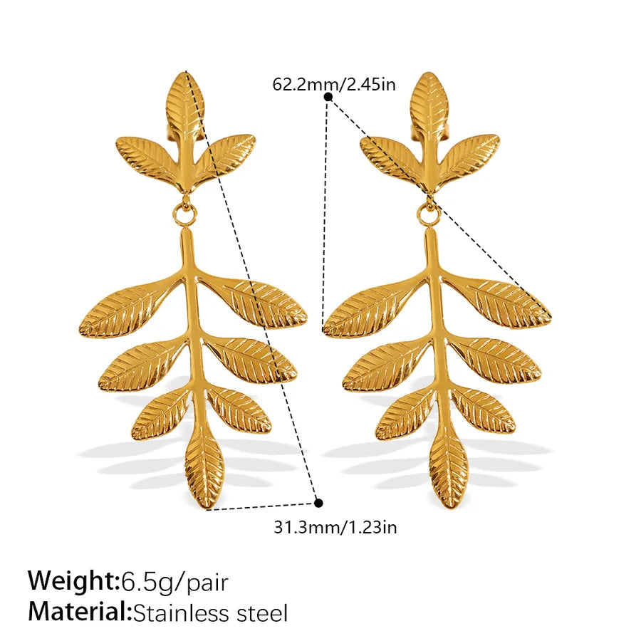 Gold Ginkgo Leaf Stud Earrings for Women Eh855g Gold Earrings