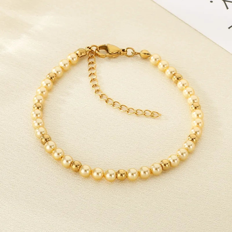 Gold Beaded Shell Bracelet for Women