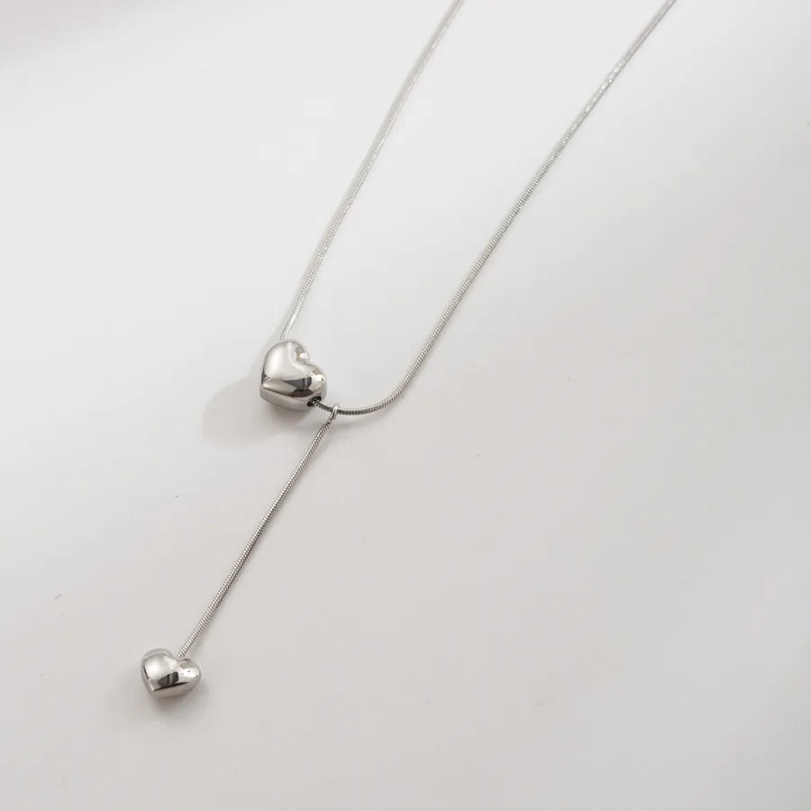 Double Heart Gold Plated Stainless Steel Necklace