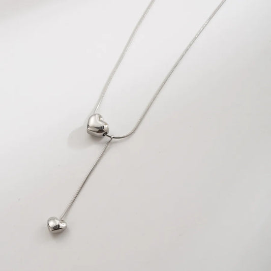 Double Heart Gold Plated Stainless Steel Necklace