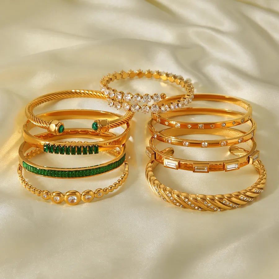 18K Gold PVD Stainless Steel Luxury Bangle