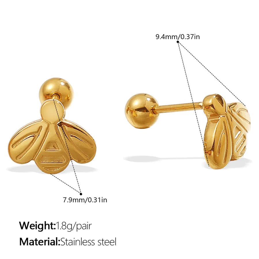 Gold Plated Stainless Steel Bear Earrings EH1210G Piercing Earrings