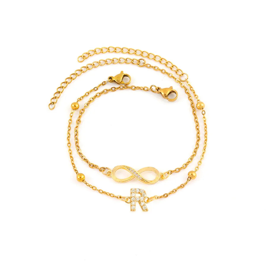 Gold Initial & Infinity Bracelet Set for Women