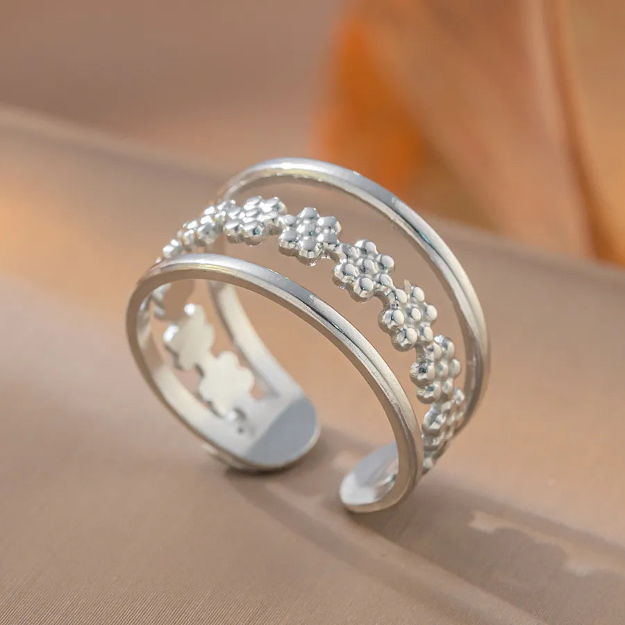 18K Gold Geometric Titanium Steel Open Ring K22 Steel Color Ring Adjustable