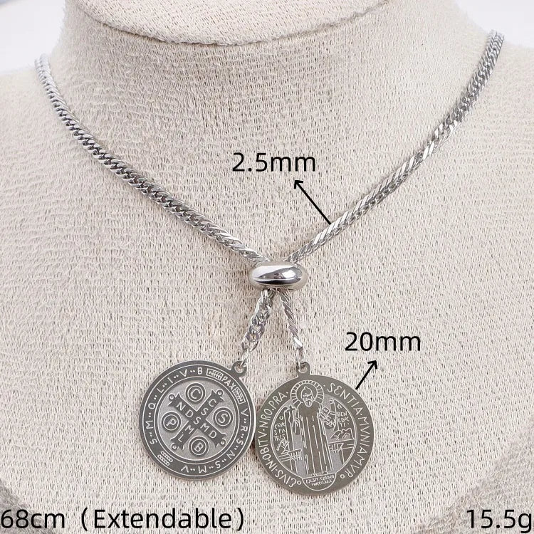 Silver Multi-Charm Stainless Steel Pendant Necklace 20mm Silver 1 Piece