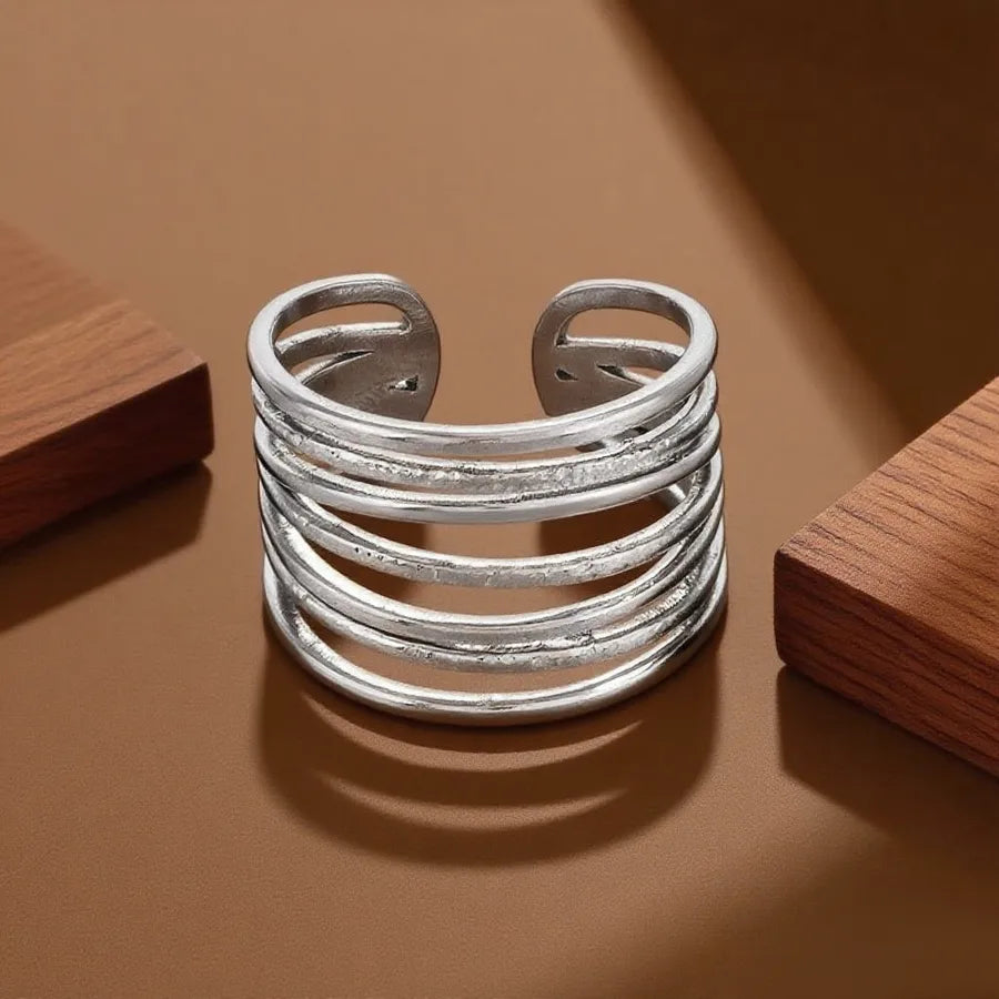 Stainless Steel Geometric Ring Set for Women Z0106-Multi-layer Winding-ring-steel Color