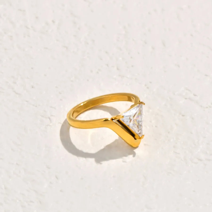 Gold & Silver Geometric Zircon Ring