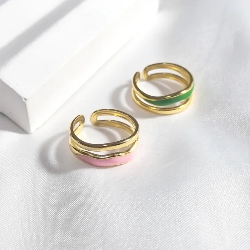 18K Gold Plated Open Curve Stainless Steel Ring