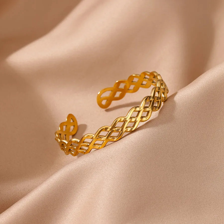 18K Gold Plated Hollow Chain Bracelet for Women