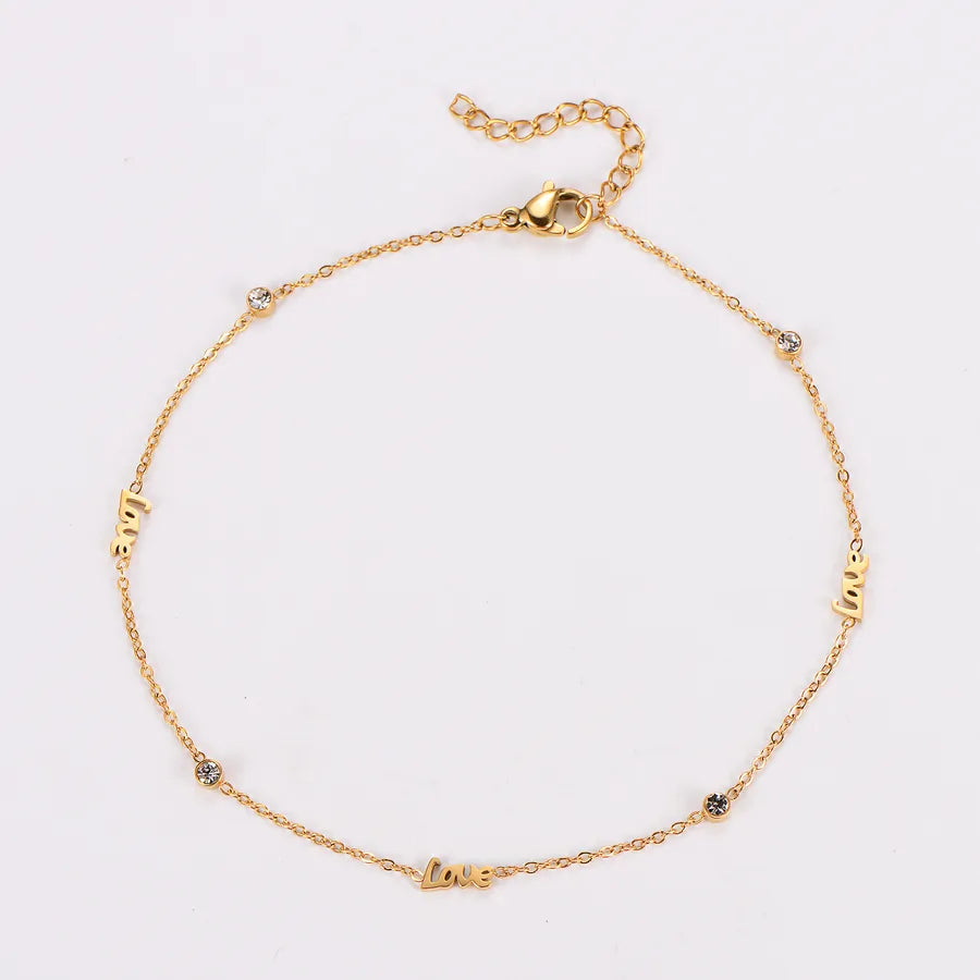 18K Gold-Plated Love Anklet for Women
