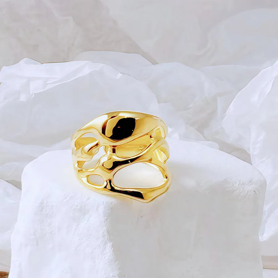 Gold Bamboo Titanium Steel Open Ring Adjustable Opening Golden Hydraulic J62