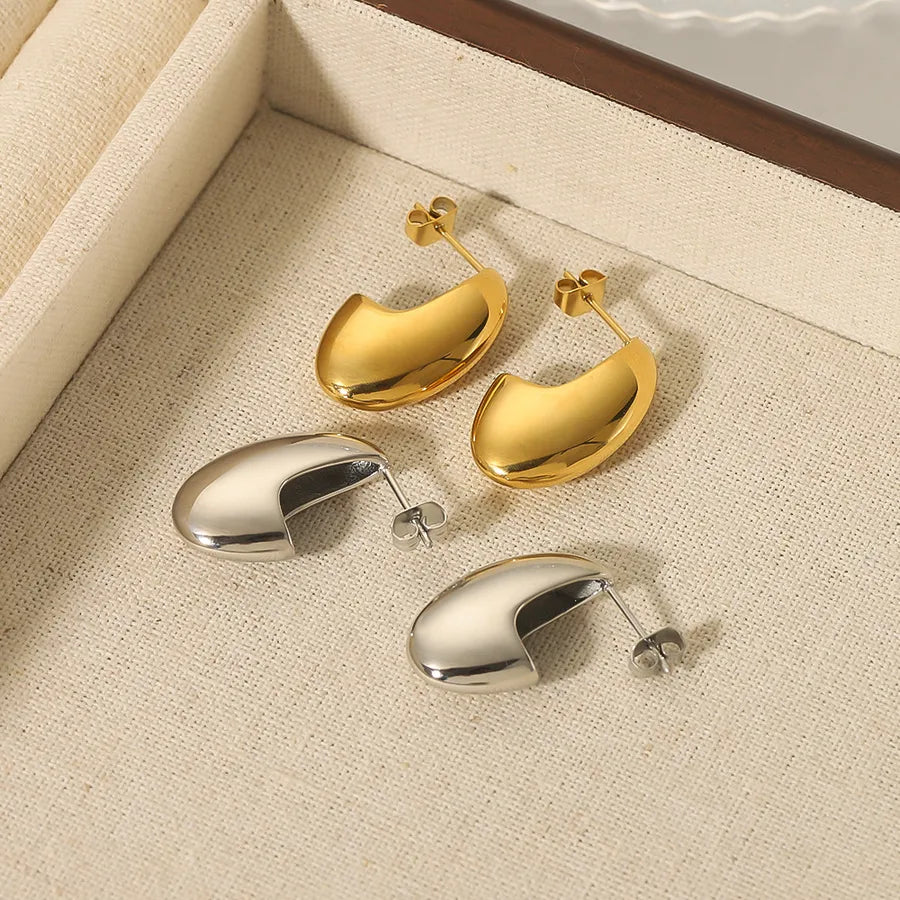 18K Gold Moon Hoop Earrings for Women