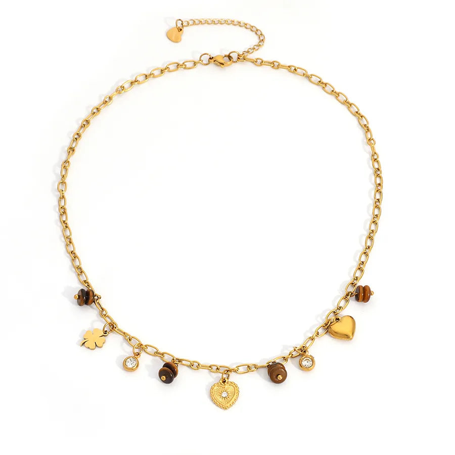 18K Gold Clover Heart Bracelet