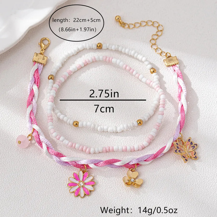 Boho Beaded Flower Bracelets Set – 3pcs