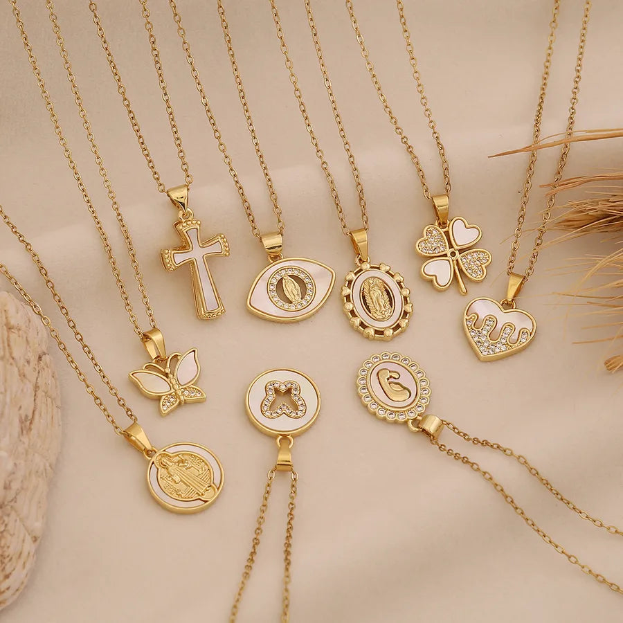 18K Gold Plated Cross & Butterfly Pendant Necklace