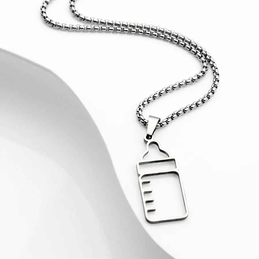 Cute Stainless Steel Milk Bottle Necklace