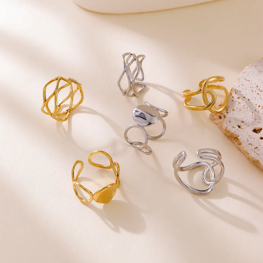 Geometric Open Ring in Gold Stainless Steel