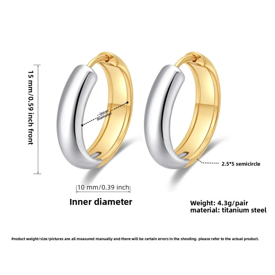 Luxury Titanium Steel Geometric Earrings Two-color 10mm