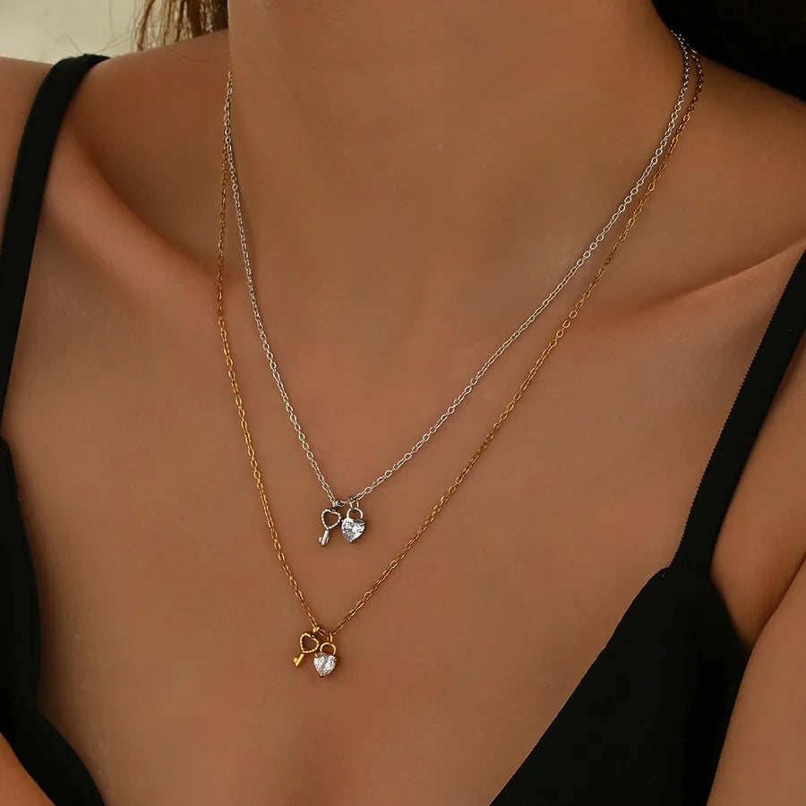 Heart & Key Pendant Necklace for Women