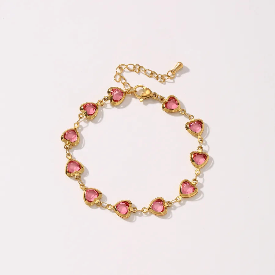 Gold Heart Bracelet with Crystal Accent Gold C