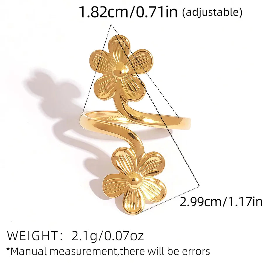 18K Gold Plated Stainless Steel Flower Ring