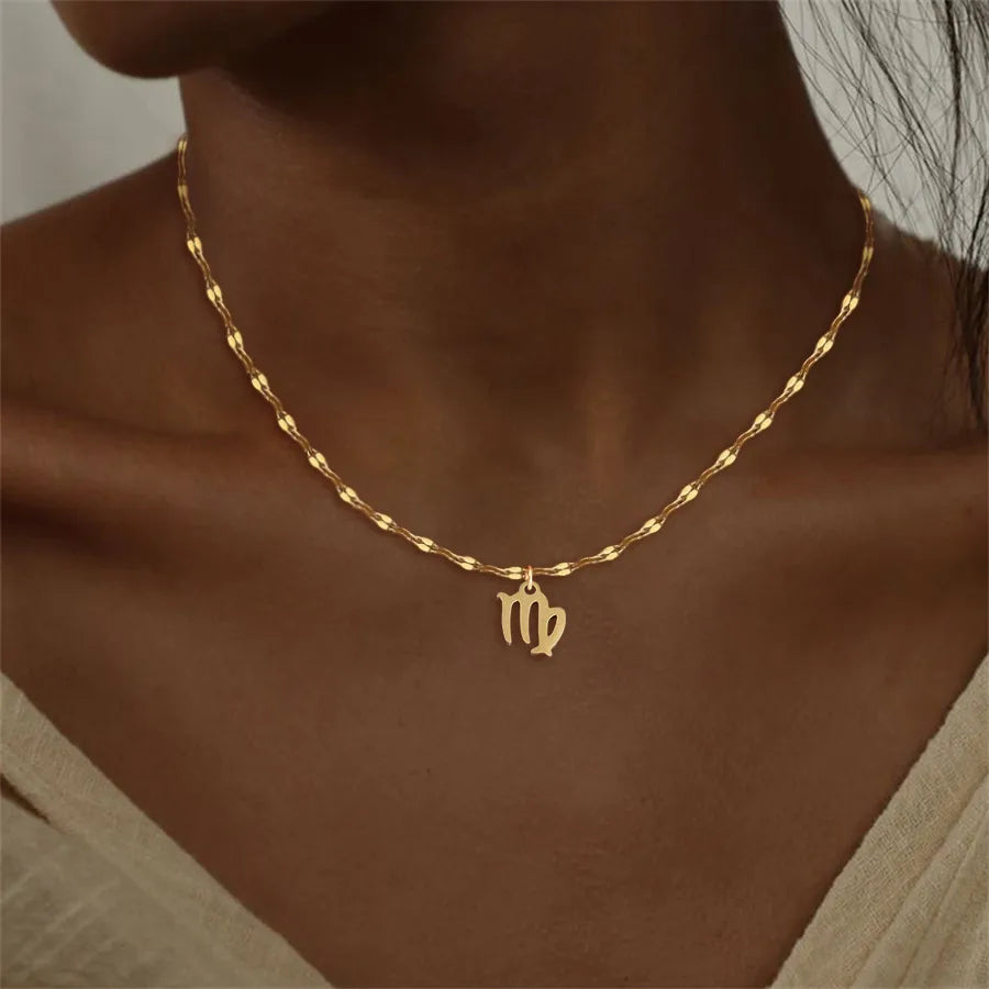 18K Gold Zodiac Pendant Necklace for Women