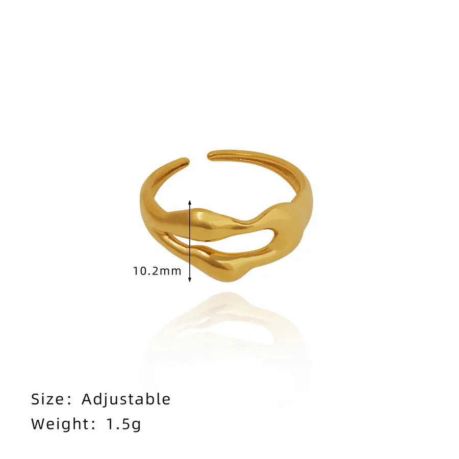 18K Gold Plated Hollow Stainless Steel Ring Narrow Version
