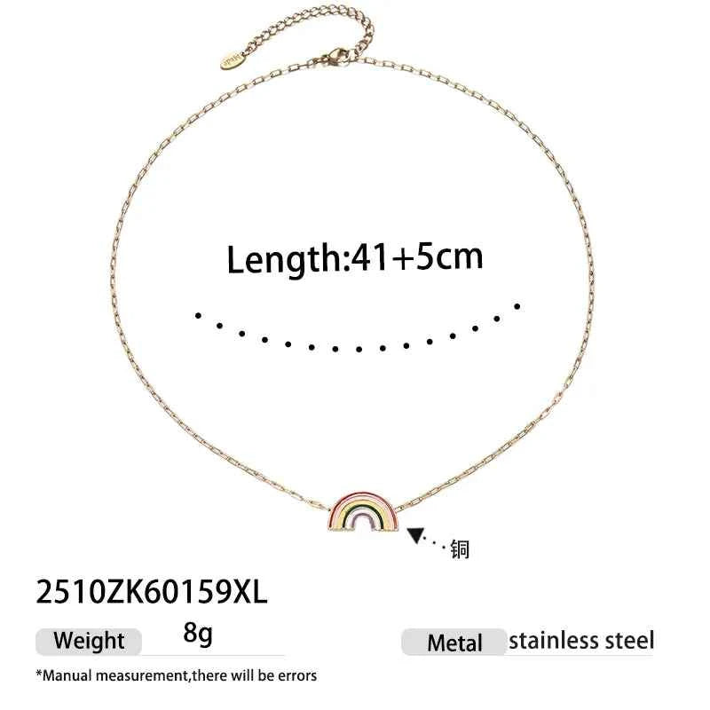 Rainbow Heart Pendant Necklace – Gold Plated
