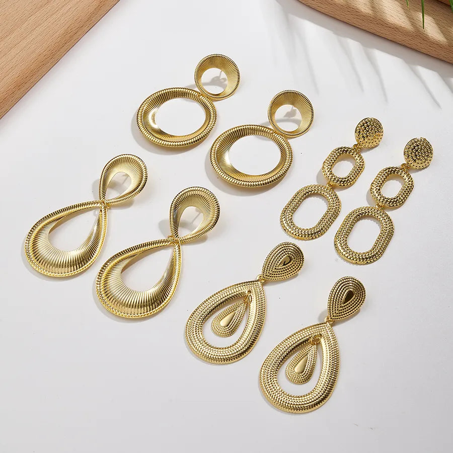 Gold Geometric Stripe Hoop Earrings