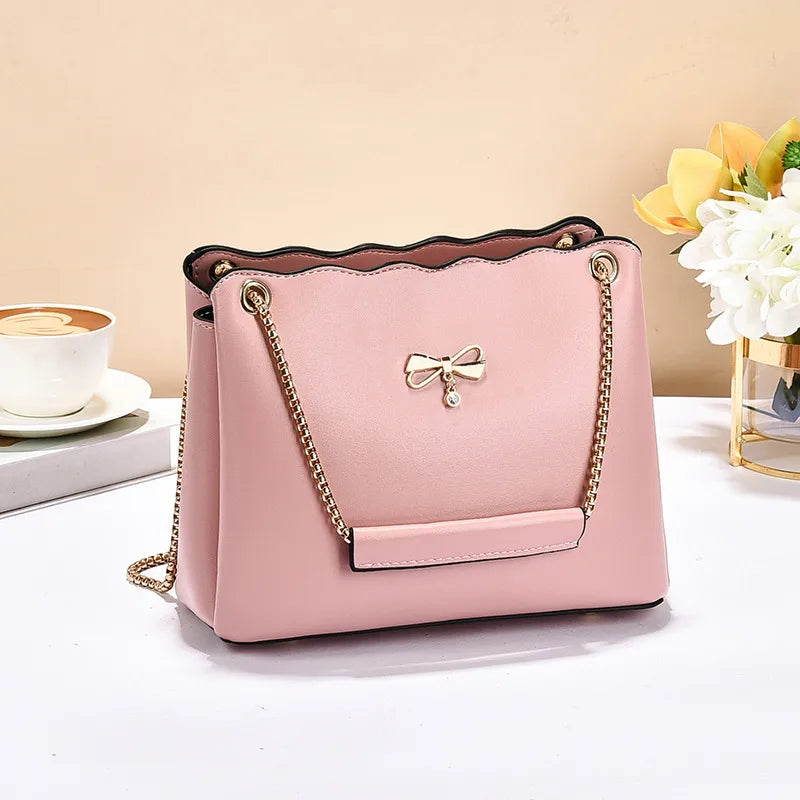 Elegant Butterfly Knot Crossbody Handbag Pink