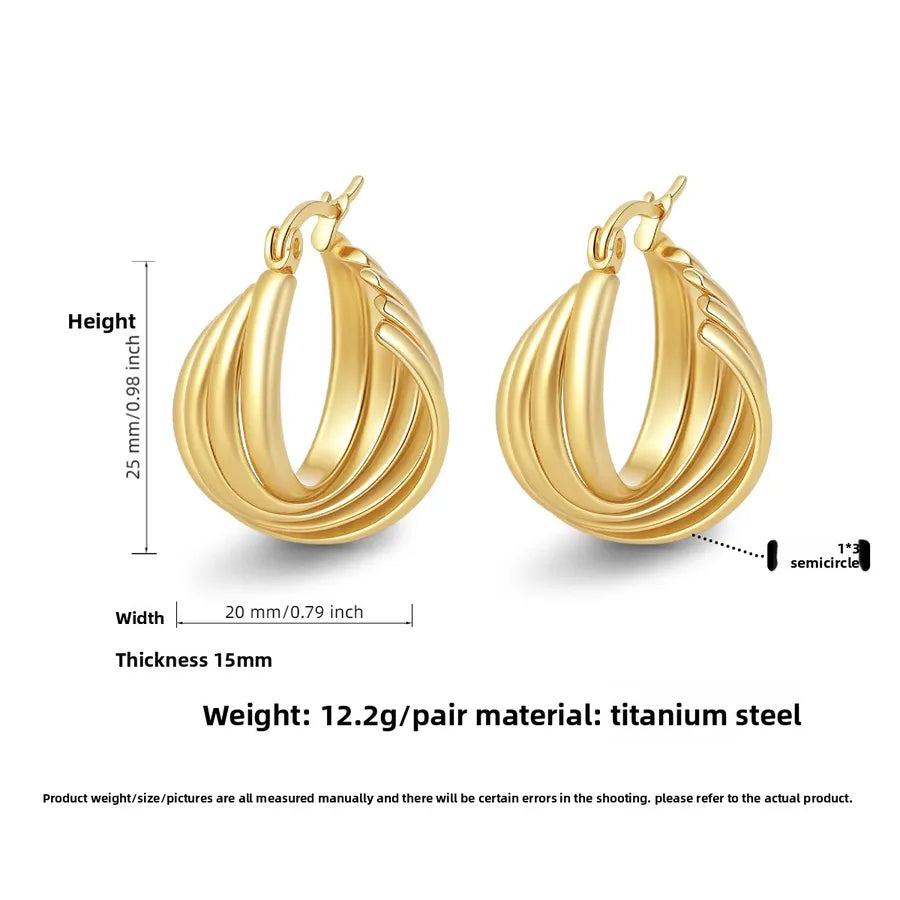 Titanium Steel Geometric U-Shaped Earrings PJER301 Gold 20mm