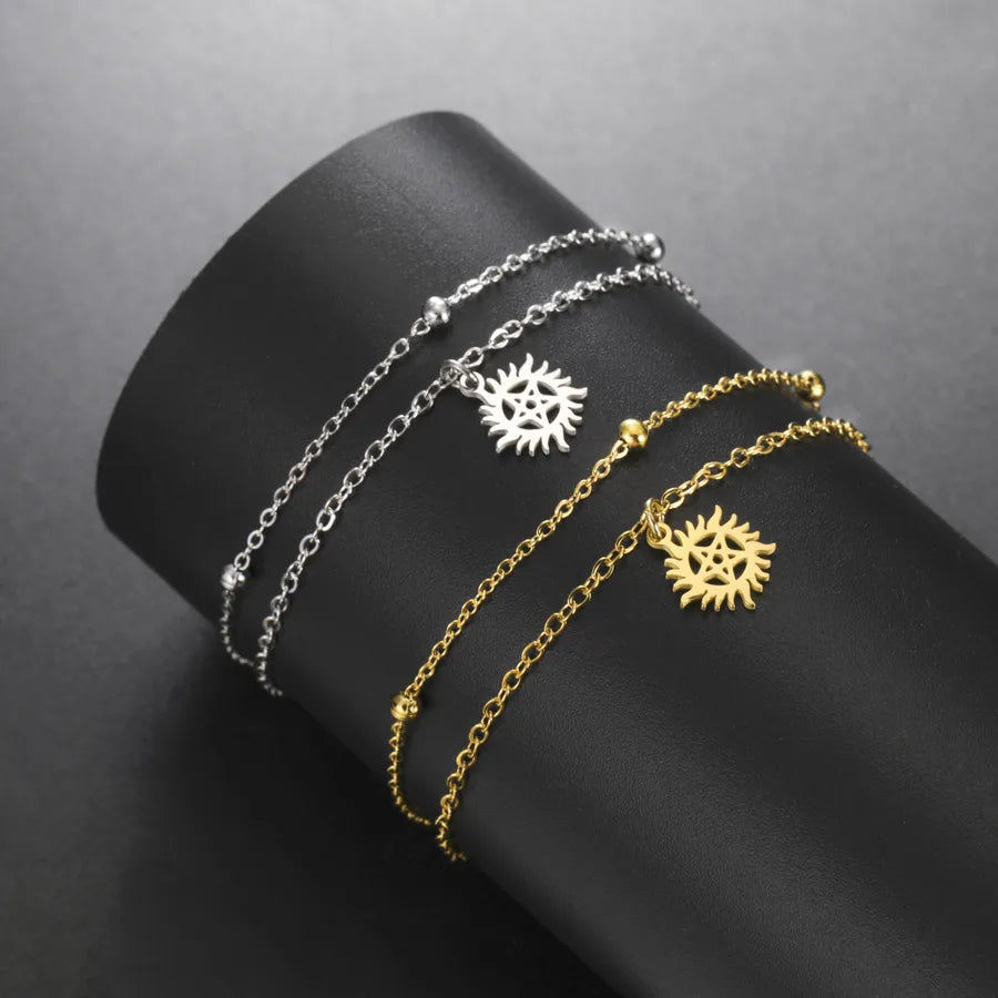Double Layer Star Pendant Stainless Steel Bracelet