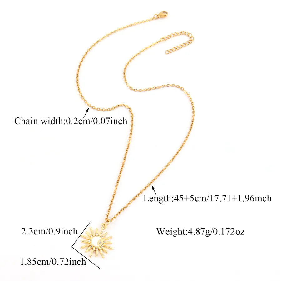 Gold Sun Pendant Necklace – Stainless Steel & Copper