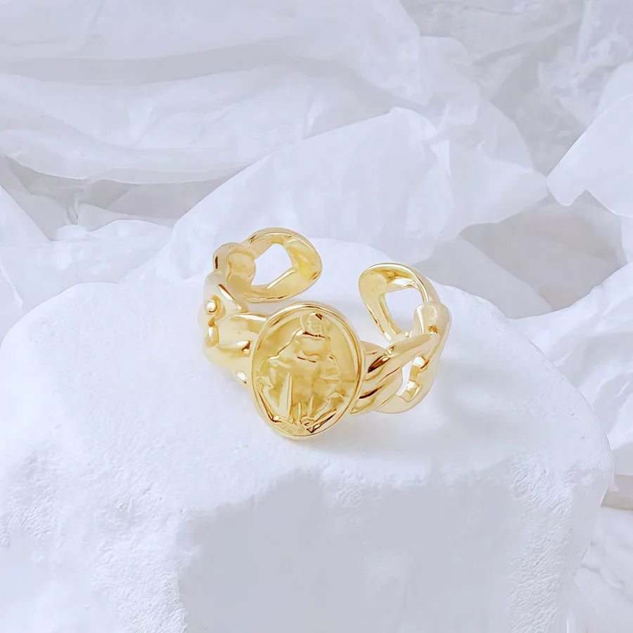 Gold Bamboo Titanium Steel Open Ring Adjustable Opening Golden Hydraulic J70