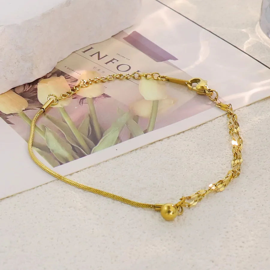 Gold Plated Stainless Steel Asymmetric Bracelet Average Size Gold Style 13