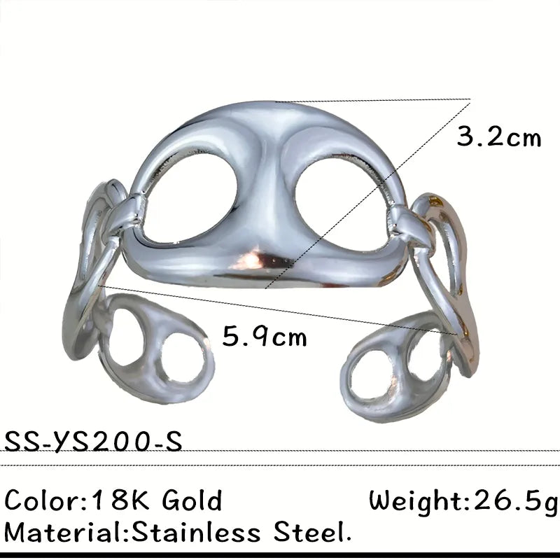 Gold Stainless Steel Wave Bracelet for Women