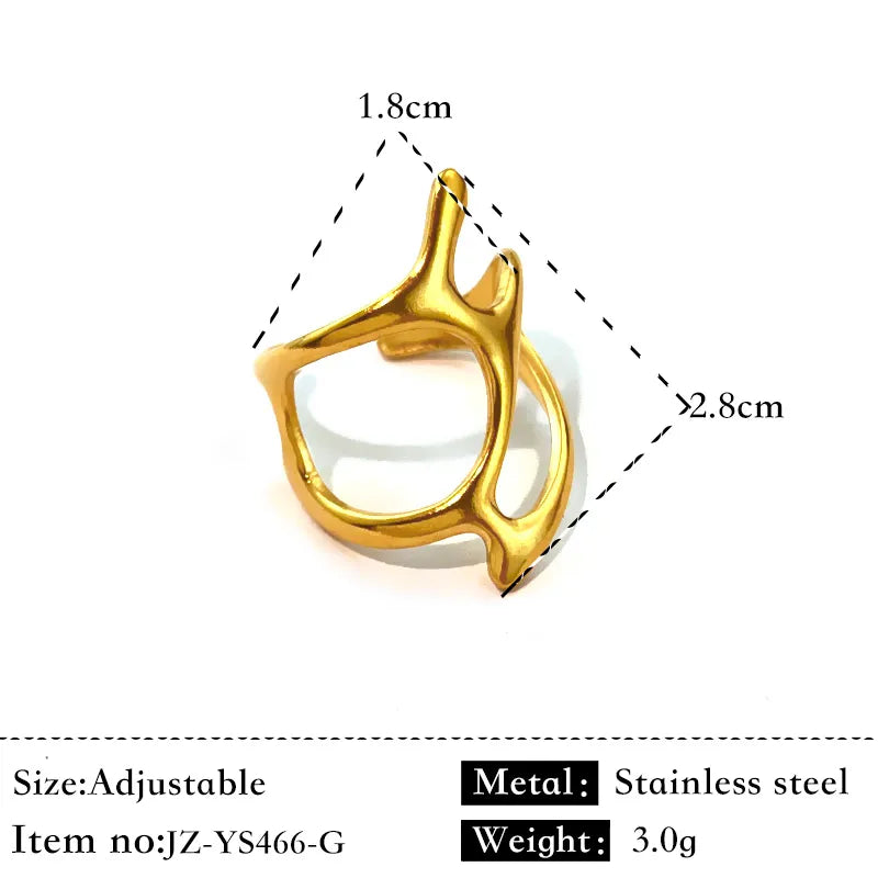 18K Gold Geometric Twist Stainless Steel Ring Gold JZ-YS466