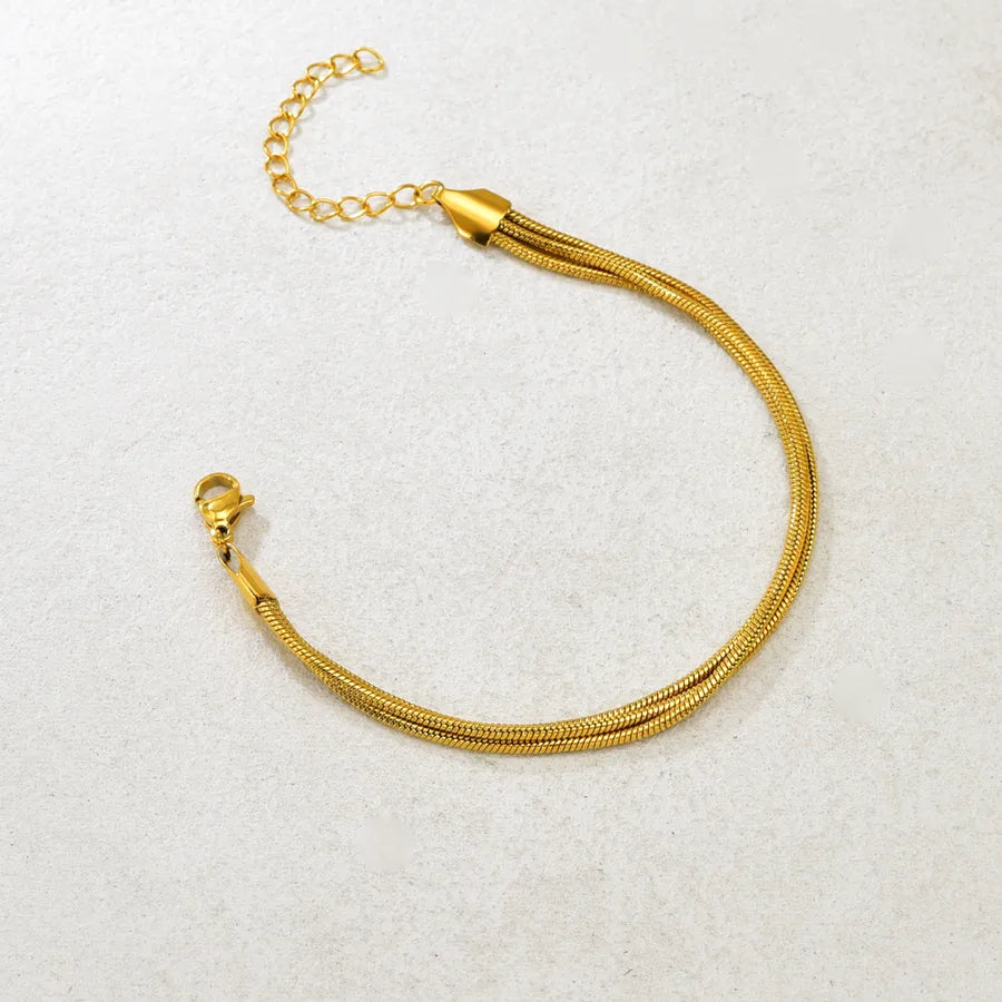 18K Gold Plated Triple Snake Chain Bracelet