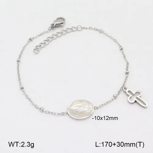 Vintage Gold Cross Stainless Steel Bracelet 170*5+30mm 2 Silver 1 Strand Package