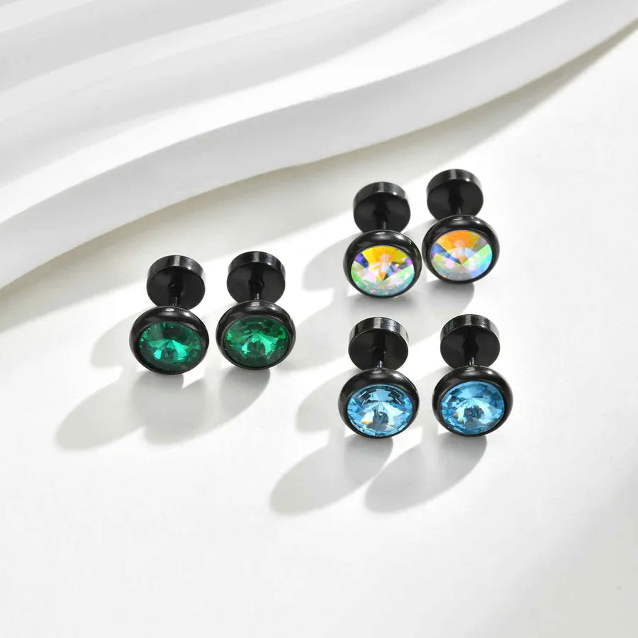 Unisex Stainless Steel Zircon Stud Earring